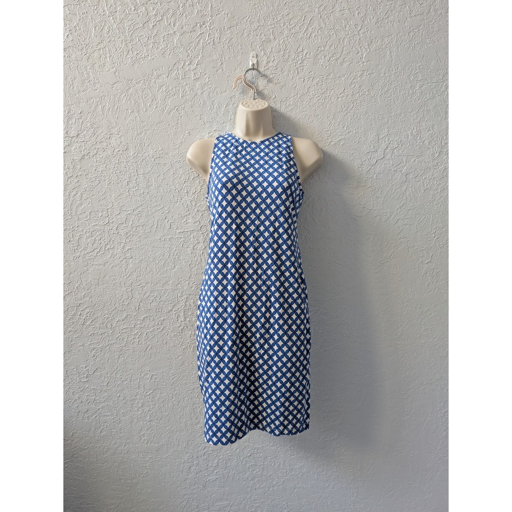 Tori Richard  Dress Women XS Micro Modal Blue White Geometric Coastal Chic